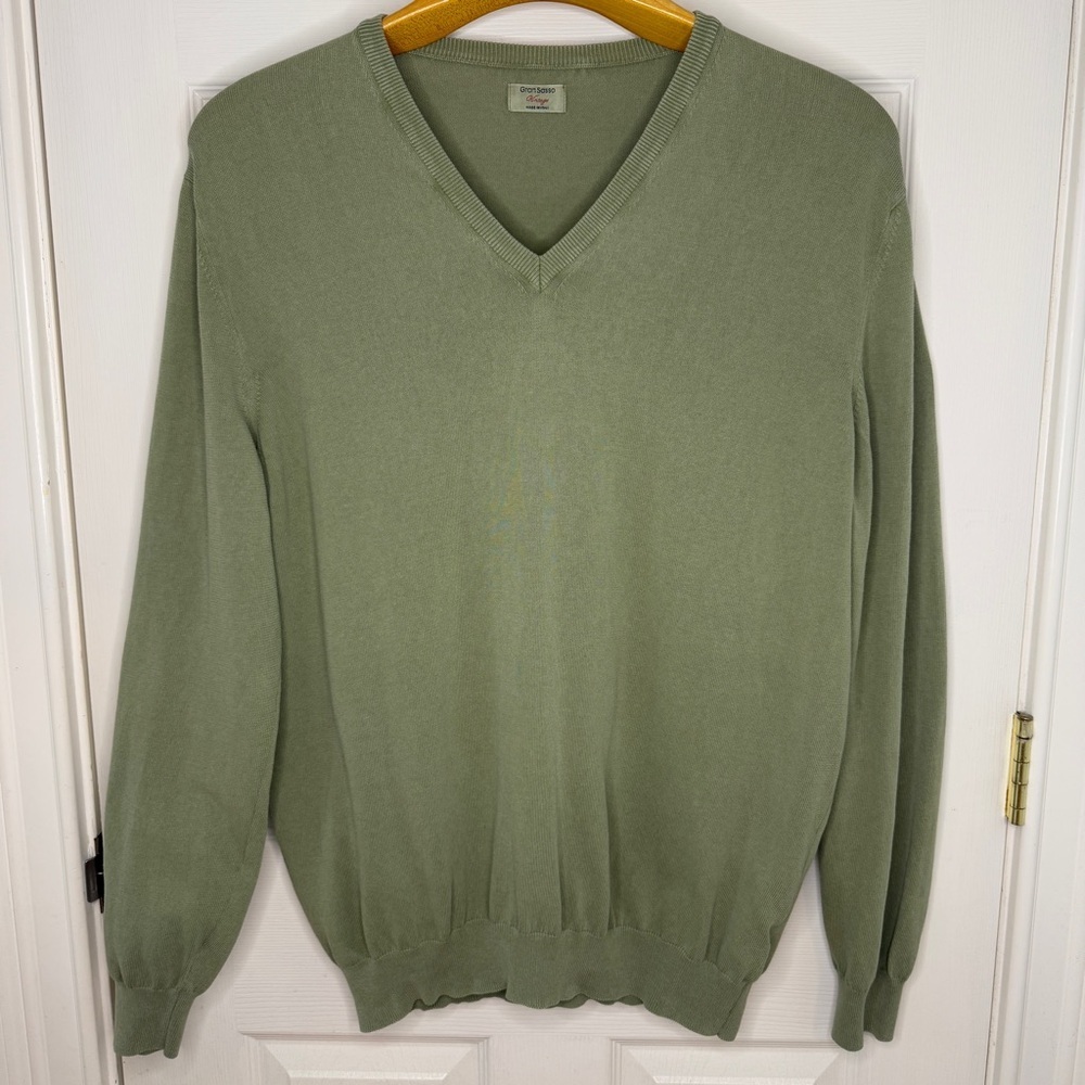 Gran Sasso Vintage Made In Italy Cotton V-Neck Sweater Size Medium*